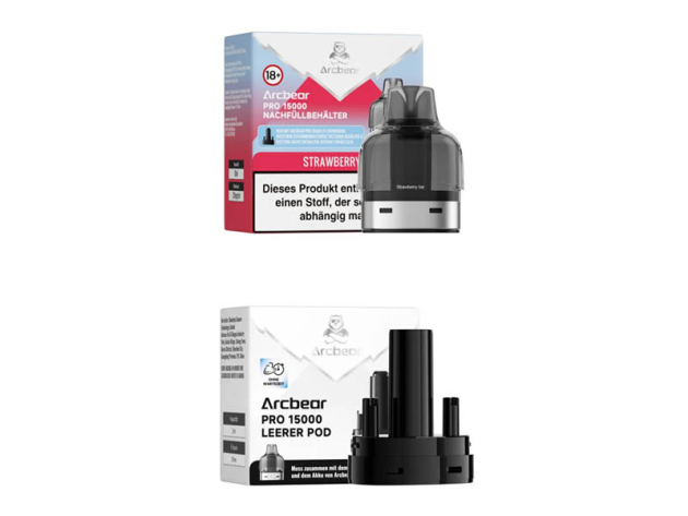 Arcbear Pro 15000 - Pod-Set 5er + Leerpod - (20mg) Strawberry Ice