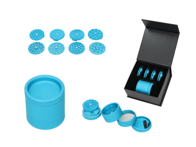 Grinder "Super Heroes" Premium, 4tlg. Alu, blau, Ø5,5cm, H.6,5cm