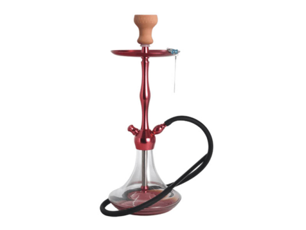 Shisha "Super Heroes", transparent/rot, Clicksystem, 56 cm, 1 Schlauch