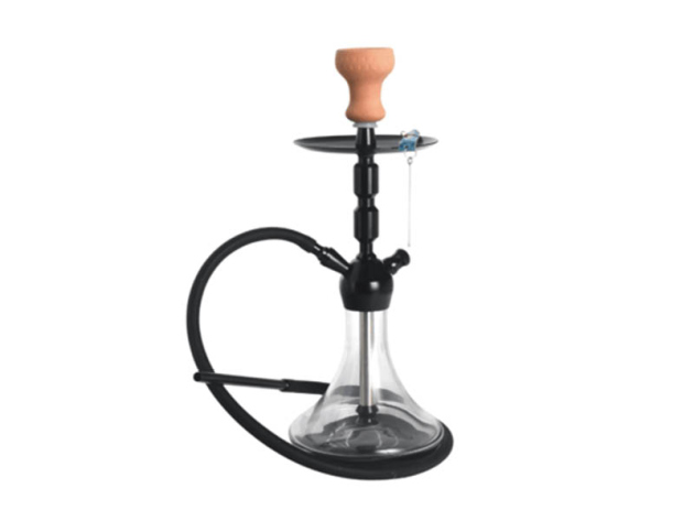 Shisha "Super Heroes", transparent/schwarz, Clicksystem, 48 cm, 1 Schlauch