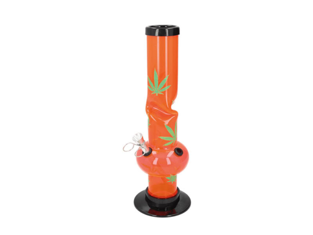 Acrylbong "Boss" neonfarben/Hanf grün, Höhe 32cm, Metallchillum