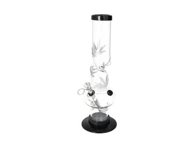 Acrylbong "Boss" transparent/Hanf silberfb., Höhe 32cm, Metallchillum