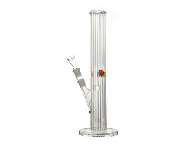 Glasbong Schwere Bong mit Streufen, Chillum und Eis, 38cm