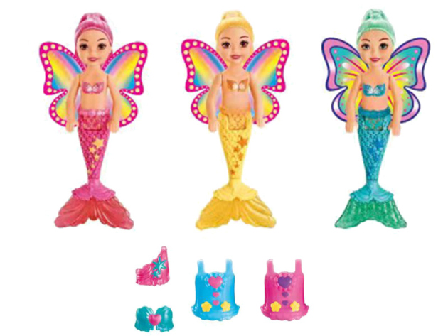 Puppe "Mermaid" mit Flügeln; 11 x 9 x 4 cm; 3-fach sort.; 12er Display