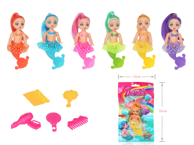 Puppe "Mermaid" mit Accessoires; 13 x 23 cm; 6-fach sort.; 24er Beutel