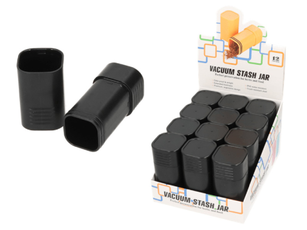 Aufbewahrungsbox mit Vakuumverschluss; 4,5 x 4,5 x 10cm, schwarz; 12er Display