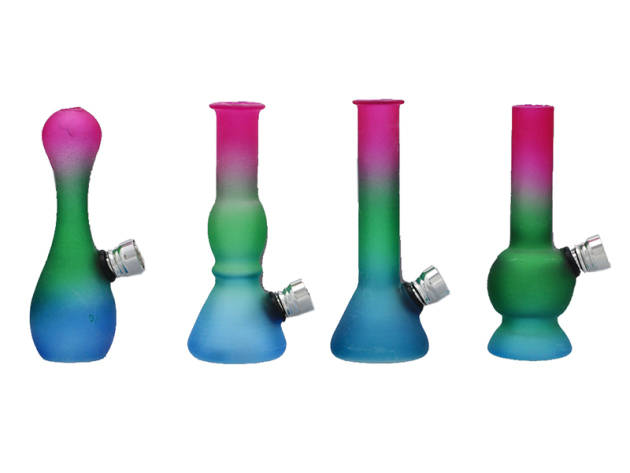 Glasbong "3 Farben" Mini; 4-fach sort.; Höhe 12 cm