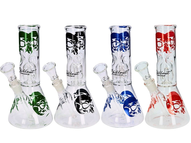 Glasbong "Bird"; 4-fach sort.; Höhe 20 cm, Percolator & Chillum
