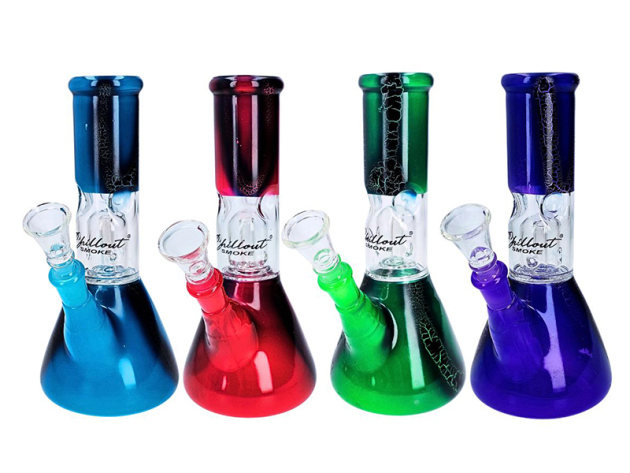 Glasbong "Graffiti"; 4-fach sort.; Ø 4 cm; Höhe 20 cm, Chillum & Perkolator