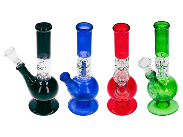 Glasbong "ICE"; 3-fach sort.; Ø 2,8 cm; Höhe 18 cm, Chillum & Perkolator