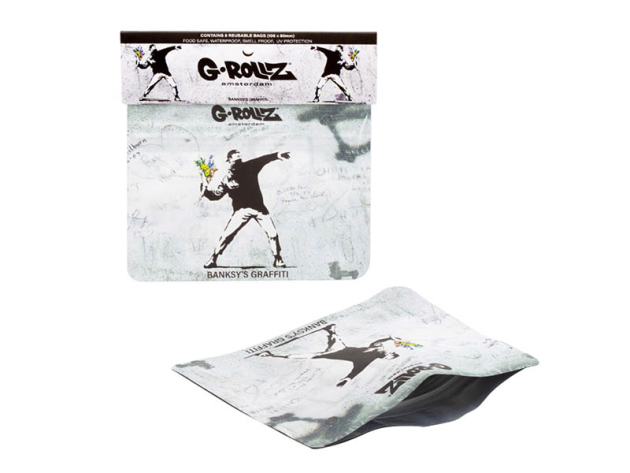 G-ROLLZ Banksys Graffiti "Flower Thrower" Geruchsdichter Beutel (8er Pack)