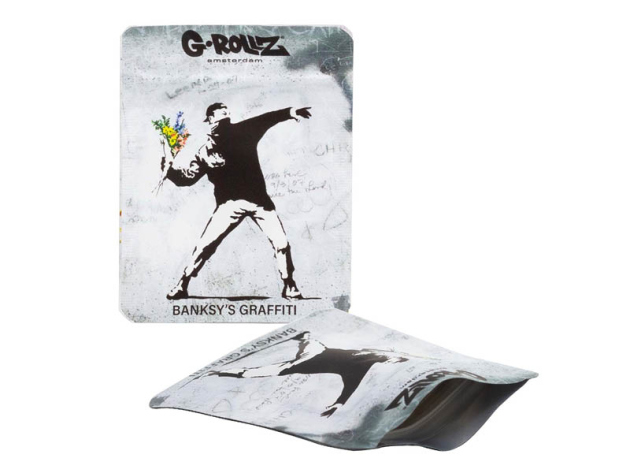 G-ROLLZ Banksys Graffiti "Flower Thrower" Geruchsdichter Beutel (50er Pack)