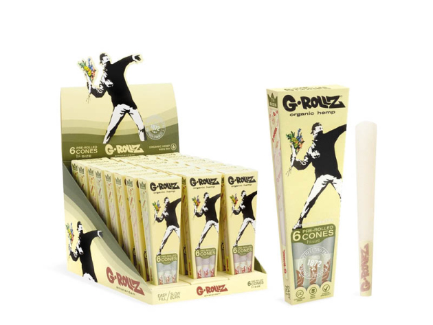 G-ROLLZ Banksys Graffiti "Flower Thrower" Geruchsdichter Beutel - 6 1¼ Cones (24er Pack)