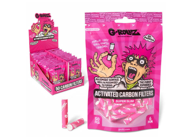 G-ROLLZ "Pink" Aktivkohlefilter, Ø6mm, 50er Beutel