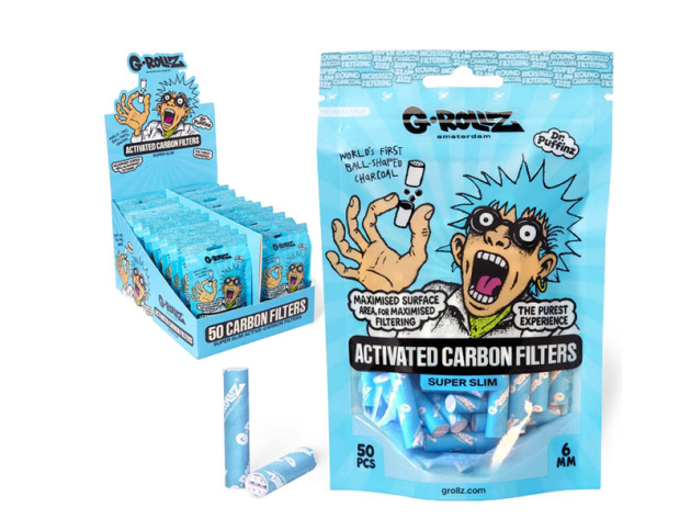 G-ROLLZ "Blue" Aktivkohlefilter, Ø6mm, 50er Beutel