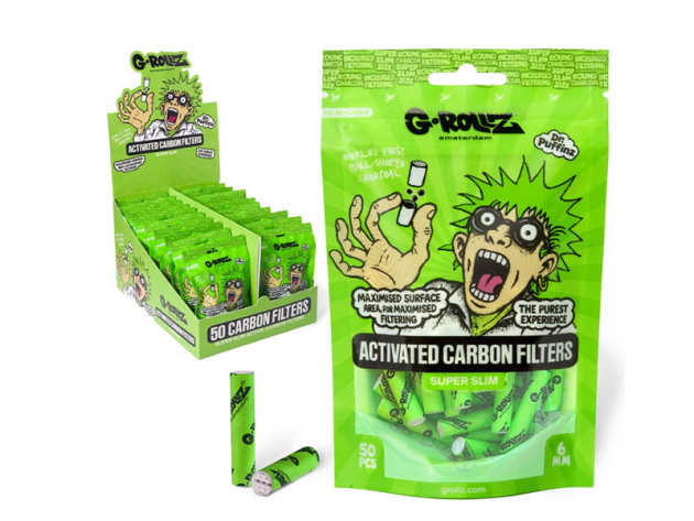 G-ROLLZ "Green" Aktivkohlefilter, Ø6mm, 50er Beutel