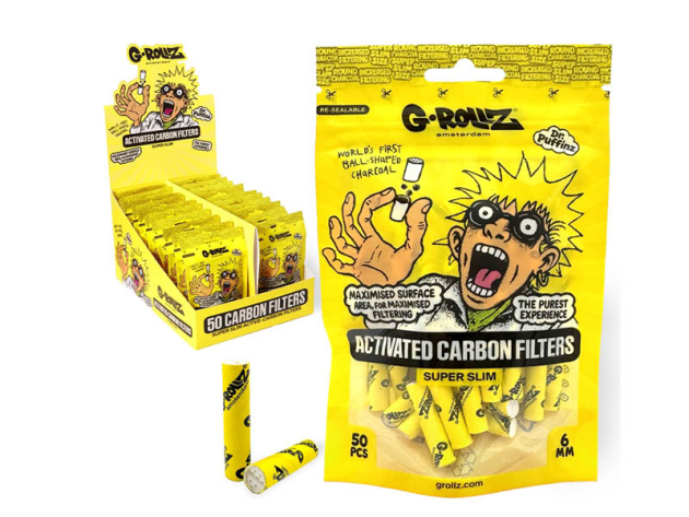 G-ROLLZ "Yellow" Aktivkohlefilter, Ø6mm, 50er Beutel