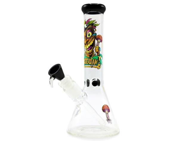 Glasbong "Tiki", transp.; Beaker; Ø 4 cm; H: 26 cm; Schliff 18,8 mm