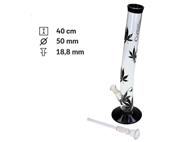 Glasbong "Cannabis"; 3-fach sort.; Ø 5 cm; Höhe 40 cm, Chillum & Diffusor