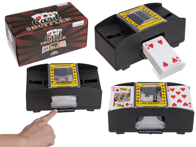 Spielkartenmischgerät; ca. 21 x 11,5 x 9,5 cm; UVP: 11,95 Euro