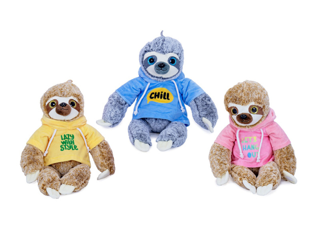 Faultier mit Hoodie, 3-fach sortiert, 30/52cm, einzeln