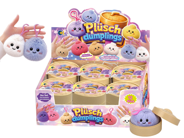 Dumplings Plüsch "flauschige Freunde"; 5,5 cm; 6-fach sort.; 12er Display