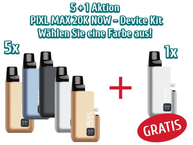 Aktion 5+1 PIXL MAX 20K NOW 5x Device Kit (eine Farbe nach Wahl) + 1x GRATIS