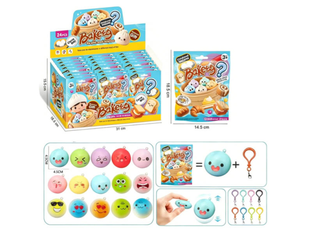 Slow Rising Dumpling Keychain, 4,5cm - 24er Display