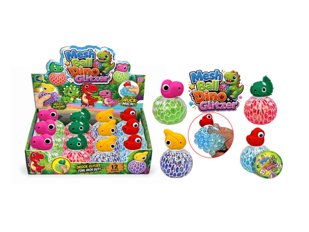 Mesh Ball Dino Glitzer Maltose, 12er Display