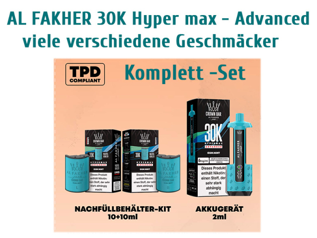 Al Fakher 30K Hyper max -Advandced statt 17,90 Euro nur 16,90 Euro