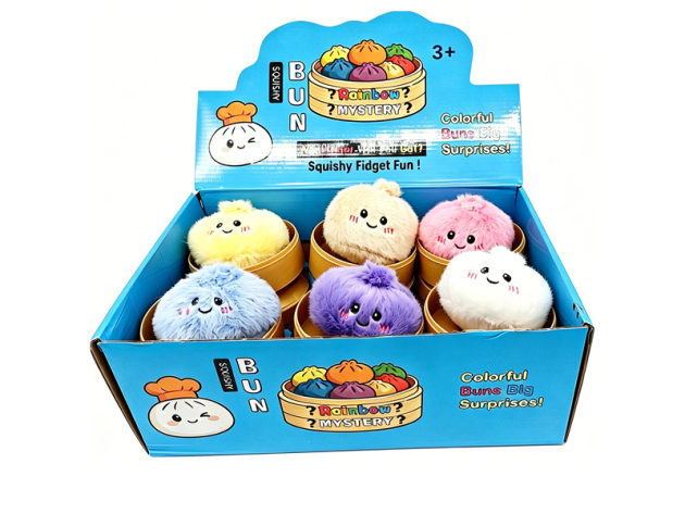 Cute Fluffy Dumpling Squishy, 8,5cm, 12er Display