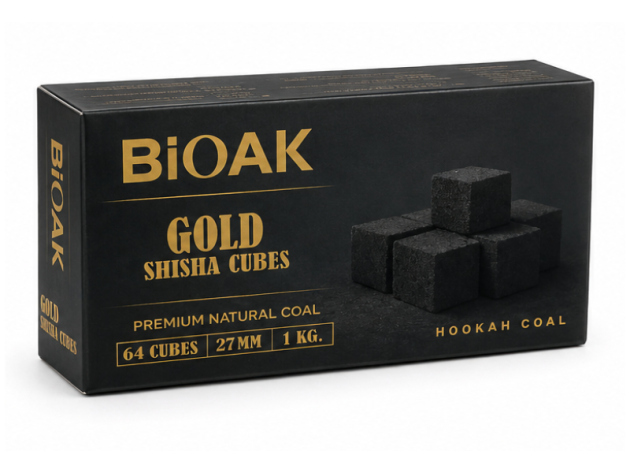 BIOAK Gold Shisha Cubes - 27mm - 64er Pack - 1 kg