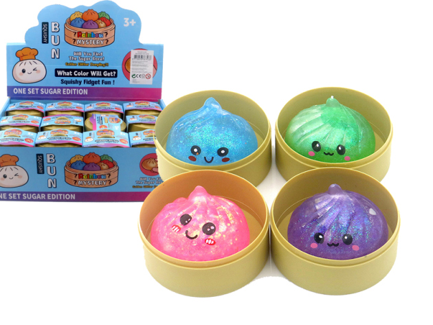 Squishy Dumpling "Glitzer";  4-fach sort.; 24er Display