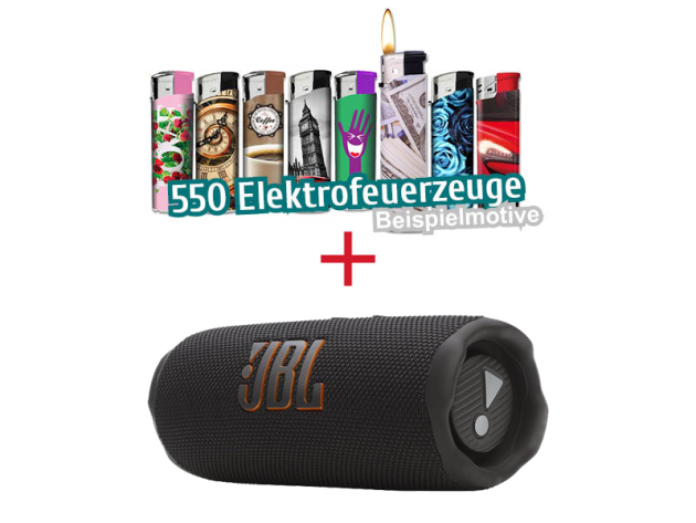 550 Elektrofeuerzeuge + JBL Flip 7, kabelloser tragbarer Bluetooth-Lautsprecher, schwarz