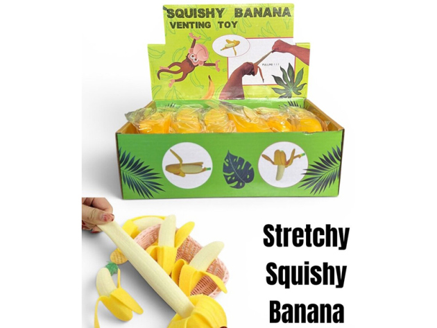Squishy "Stretch Banana", gelb; 12er Display