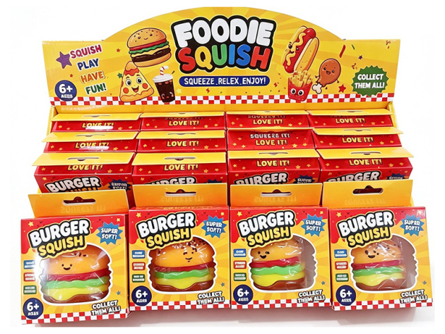 Squishy "Hamburger"; 8cm, 16er Display