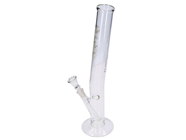 Glasbong "Chillout Tribal", transp.; straight; Ø 4 cm; H: 35 cm; Schliff 14,5 mm