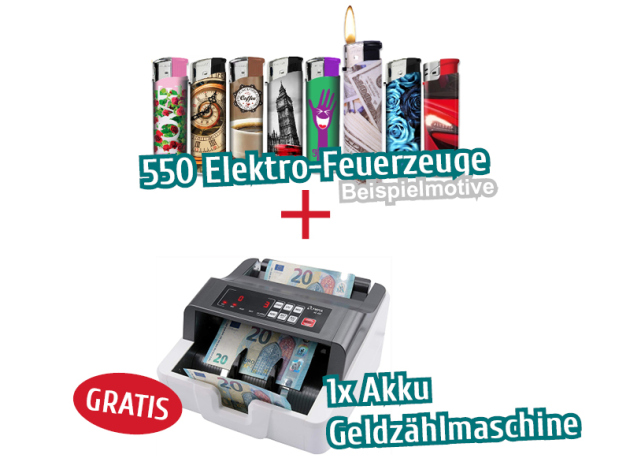 550 Elektrofeuerzeuge + Olympia NC 452 Akku Geldzählmaschine & Geldscheinprüfer GRATIS