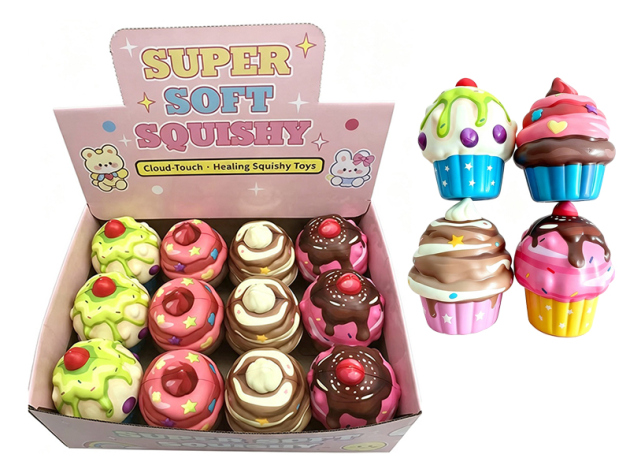 Squishy Cupcake; 10x8cm; 4-fach sort.; 12er Display