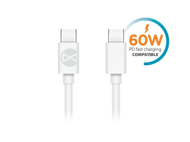 Forever Ladekabel 60W, USB-C auf USB-C, 1m, weiß
