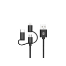 Forever 3-in-1 Ladekabel, USB-A auf Lightning + USB-C + Micro-USB, 1 m, 1,5A, schwarz