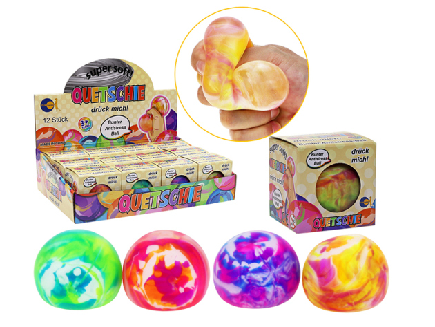 Squishy "Quetschie Ball"; Ø 6cm; 4-fach sortiert; 12er Display