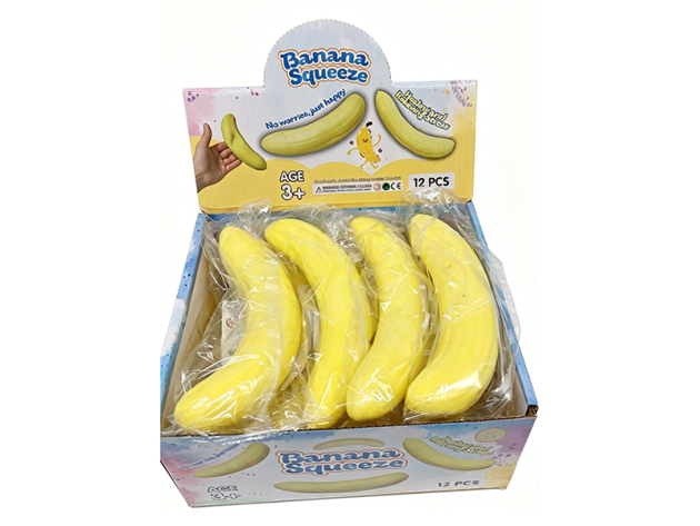Squishy Banana – weicher Slow Rising Squishy, 13cm, 12er Display