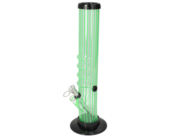 Acrylbong "Green Stripes" transparent, Höhe 32cm