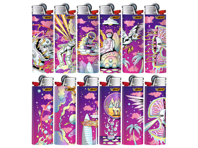 BIC Maxi J26 "Space Trip" Reibrad Feuerzeuge, 50er Display