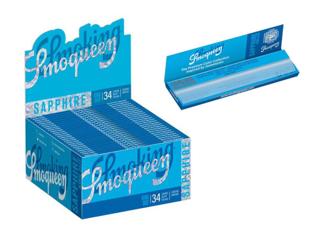 Smoking King Size Supreme Smoqueen SAPPHIRE blau, 50 Hefte je 33 Blatt