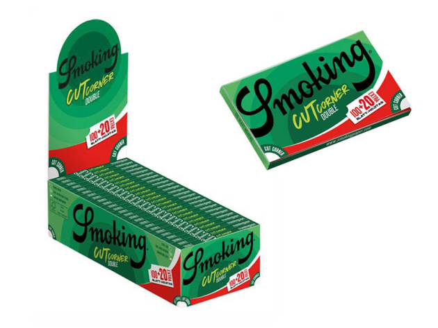 Smoking King Size Cut Corners Single DW Regular grün, 25 Hefte je 120 Blatt