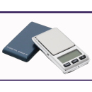 Digitalwaage blau mit Deckel; 500g/0.01g; ca. 7,7 cm