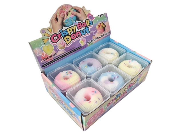 Wax Cracking Squishy "Sprinkle Donut", 12er Display