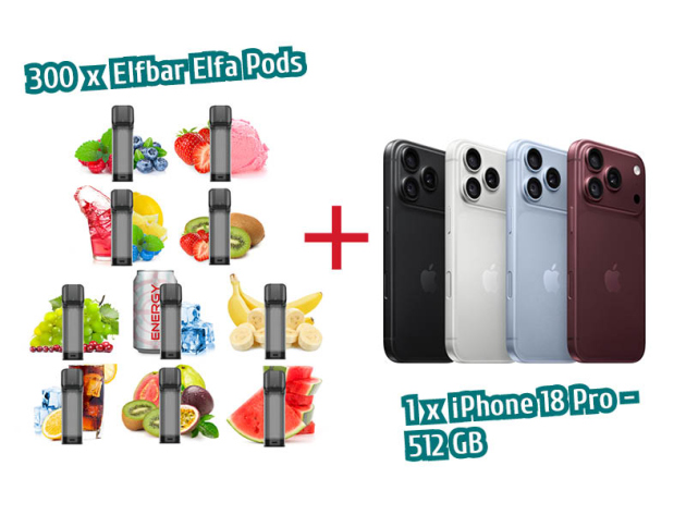 AKTION ELFBAR ELFA - 300x 2er-Set Pods + iPhone 18 Pro, 512GB